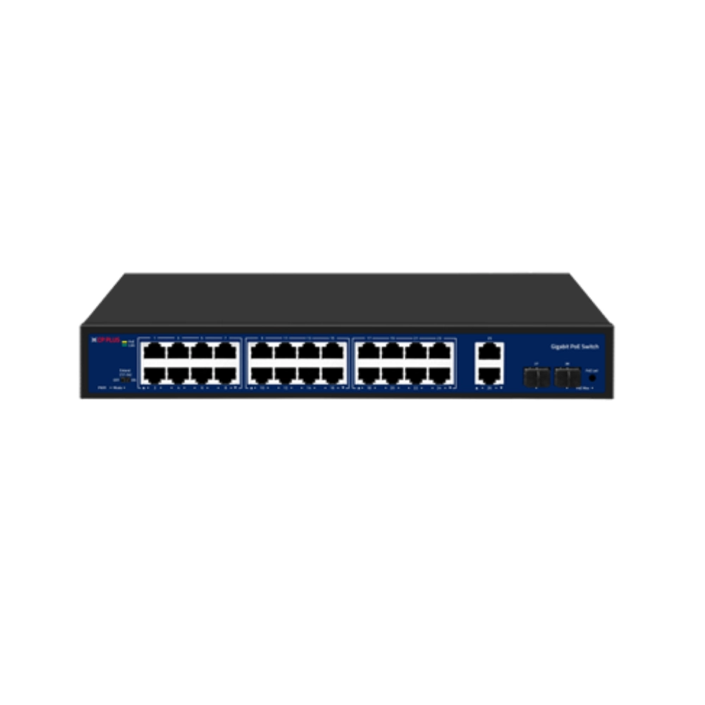 CP-Plus Poe Switch 24 Port (24 GE + 2 GE + 2 SFP Port) CP-DNW-GPU24G2F2-30
